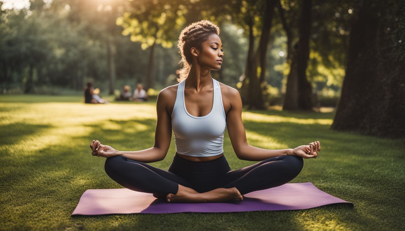 Een persoon geniet van een vredige buitenyoga sessie in een weelderig park.