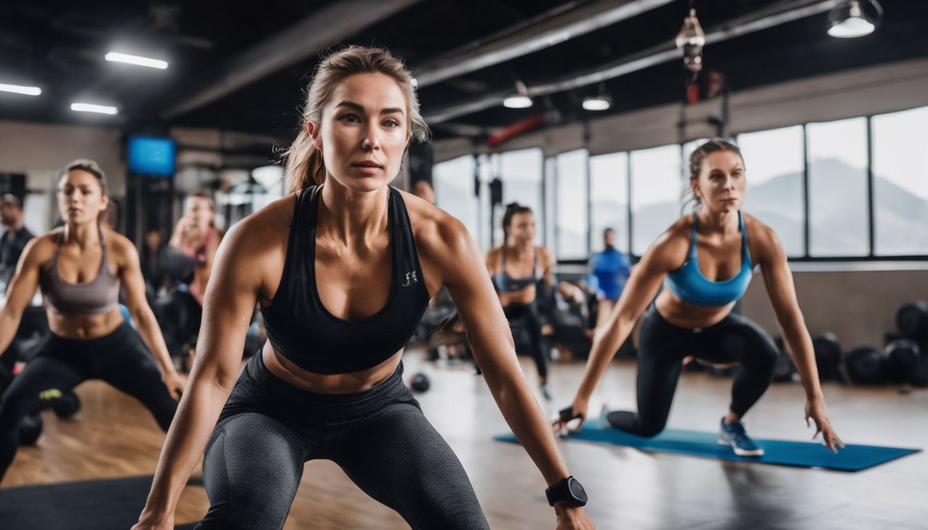 Een groep mensen doet een intensieve HIIT-training in een fitnessklas.