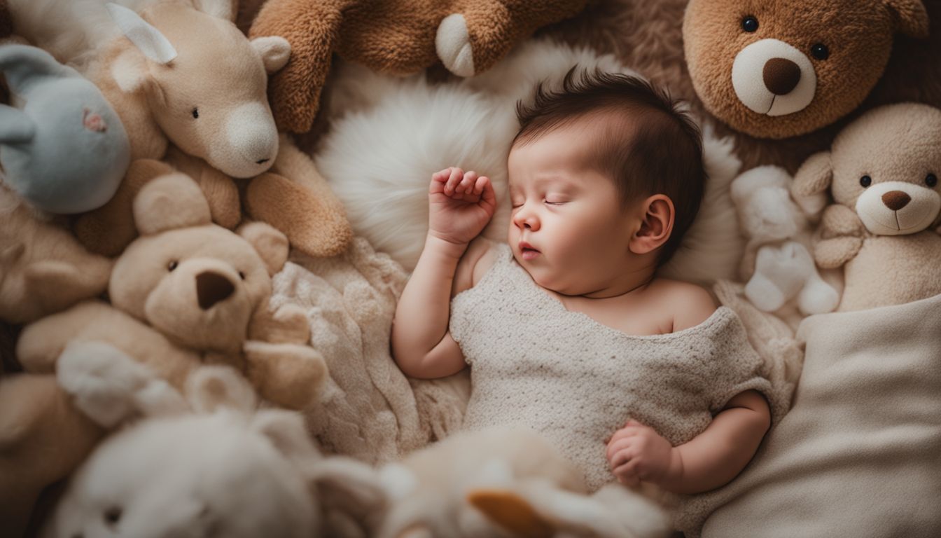 Een vredig slapende baby in een knusse kinderkamer.