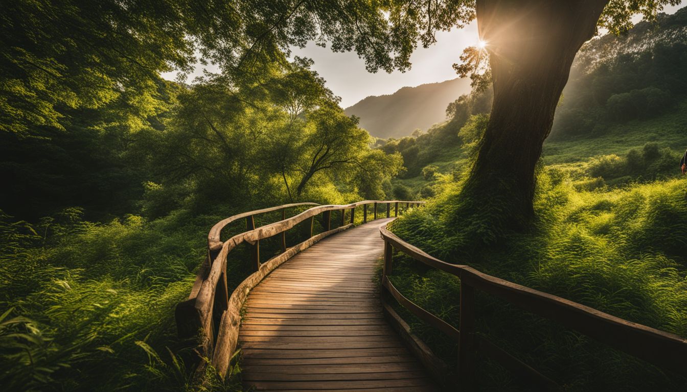 Een schilderachtig natuurgebied met diverse mensen die genieten van de omgeving.