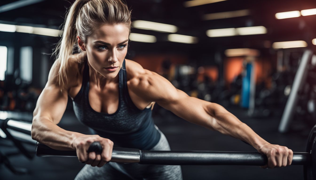 Een persoon doet intensieve trainingsoefeningen in een moderne sportschool.